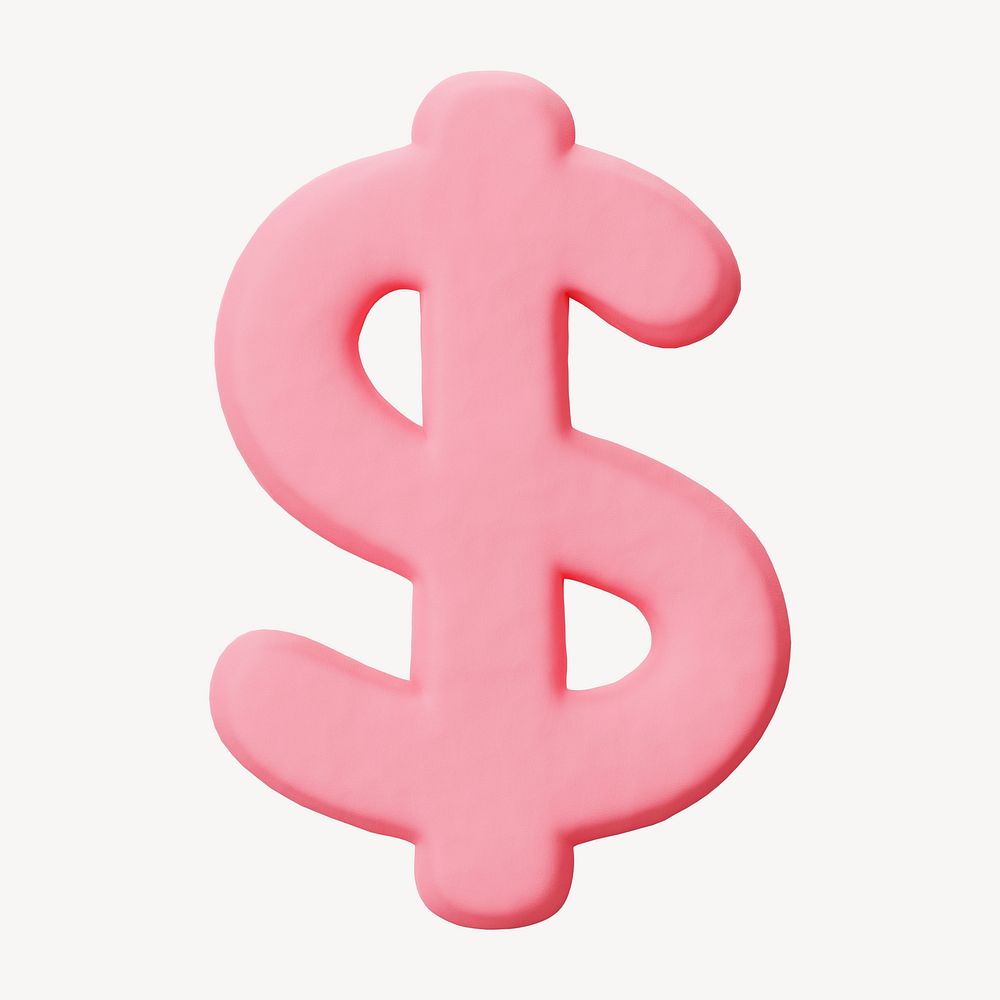 Dollar sign pink clay alphabet design