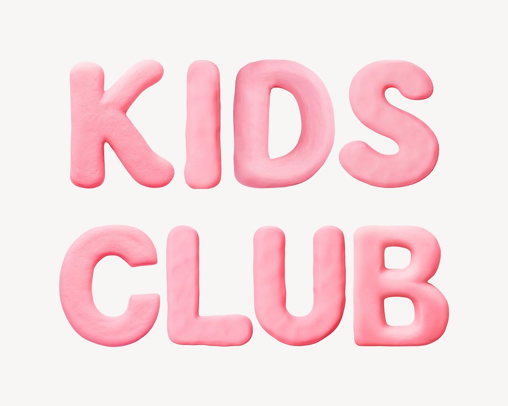 Kids club word pink clay texture alphabet design