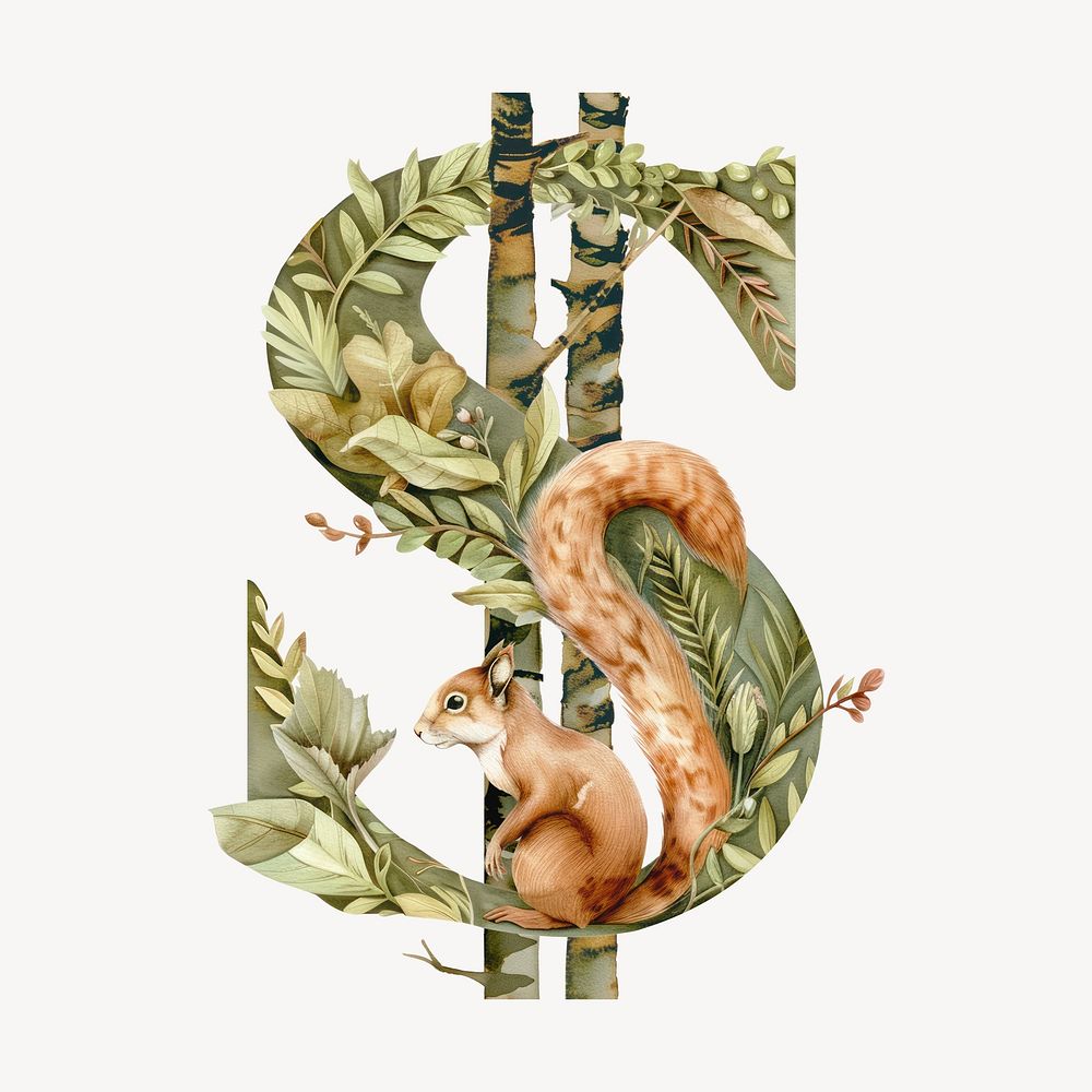 Dollar sign botanical art symbol illustration