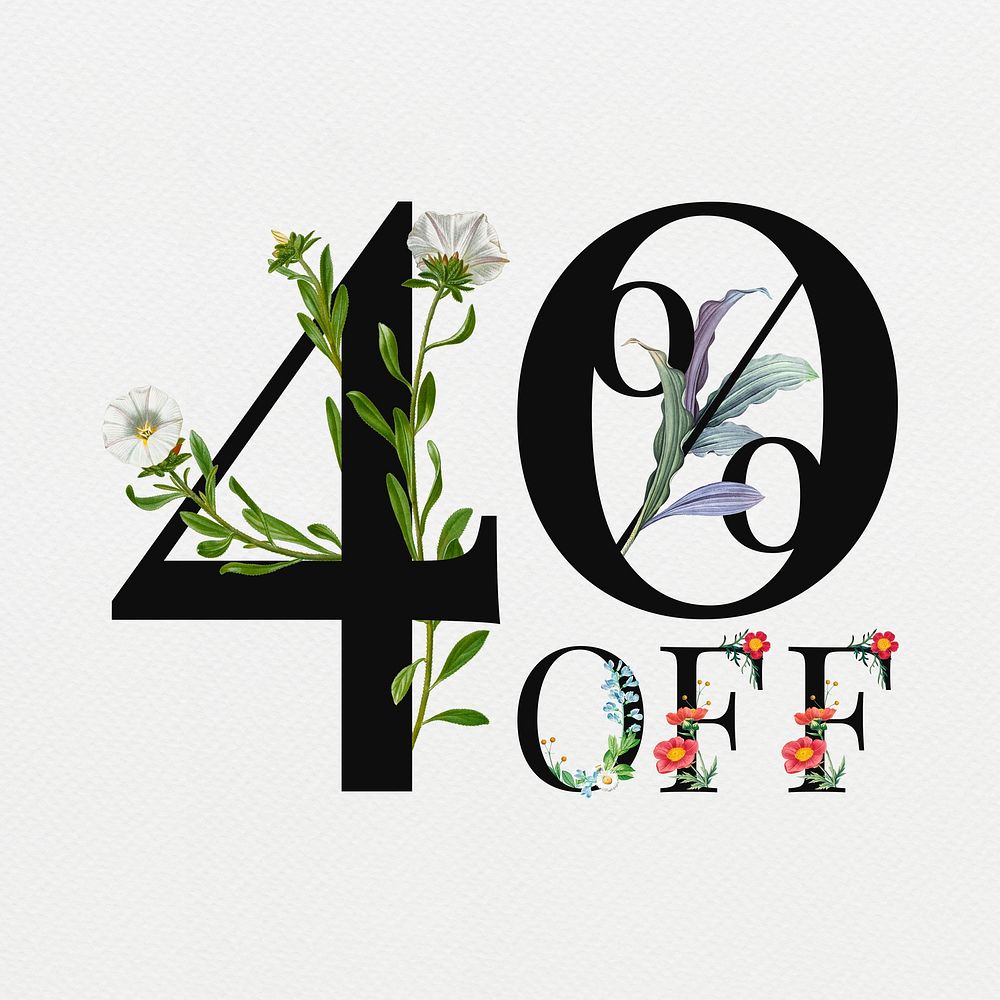 40% off in floral digital art illustration