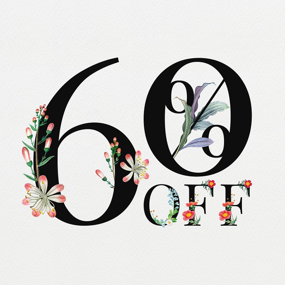 60% off in floral digital art illustration
