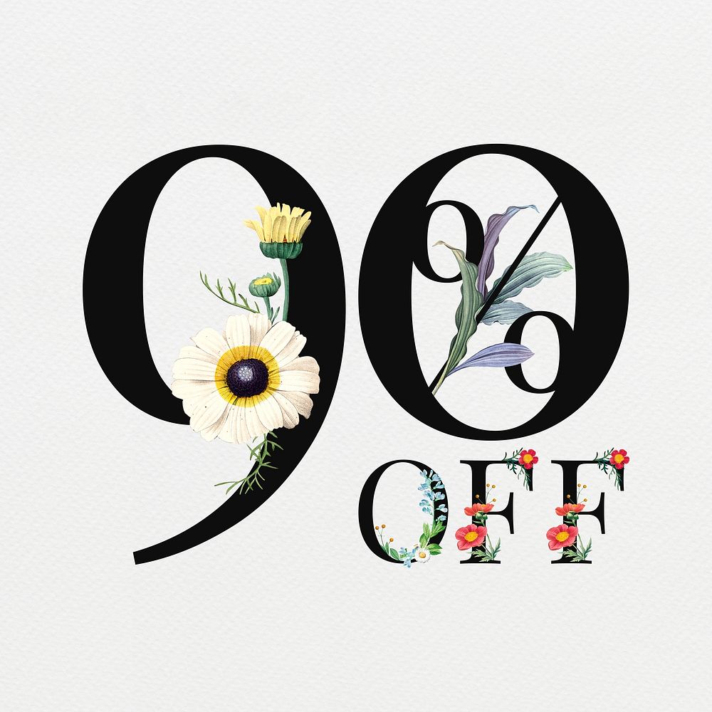 90% off in floral digital art illustration