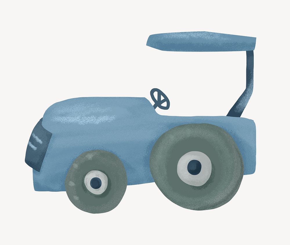 Blue farm tractor digital art illustration