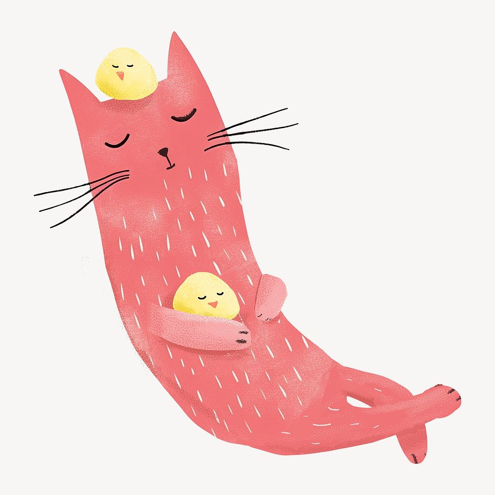 Sleeping cat digital art illustration