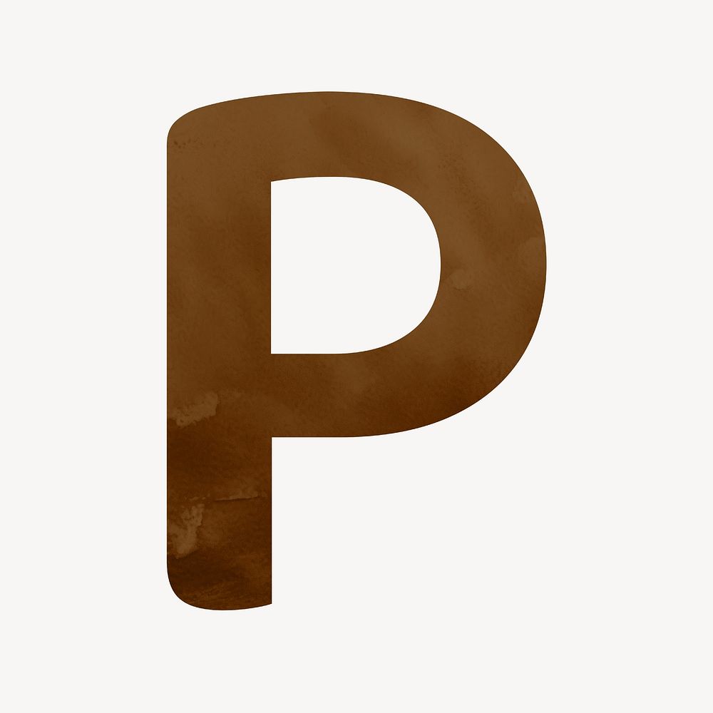 Letter P brown digital art alphabet illustration