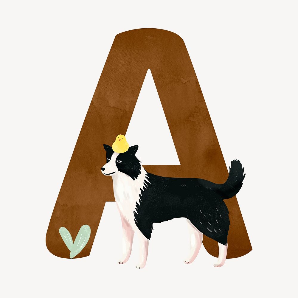 Letter A cute animal character alphabet illustration