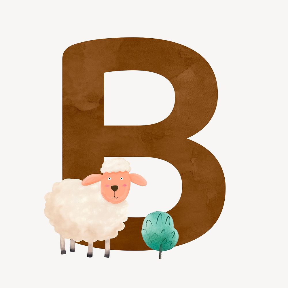 Letter B cute animal character alphabet illustration