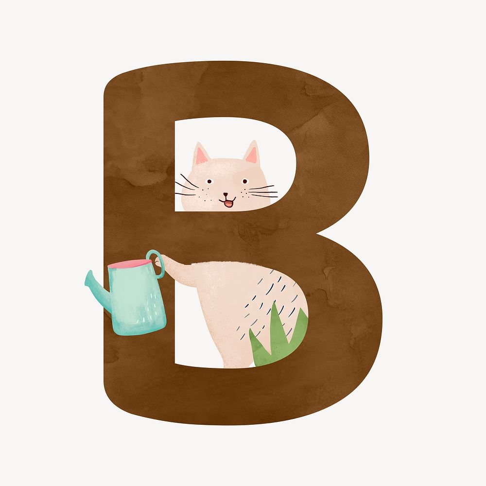 Letter B cute animal character alphabet illustration