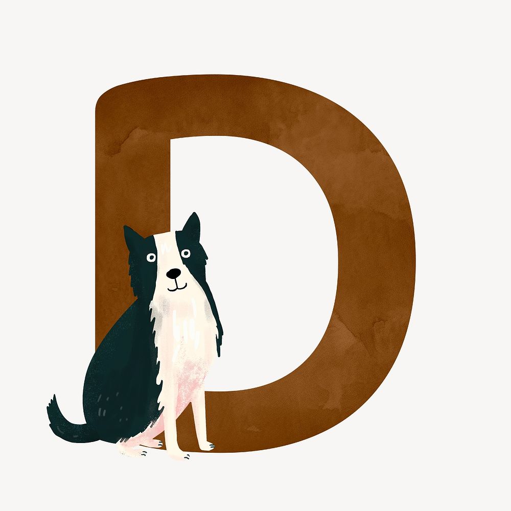 Letter D cute animal character alphabet illustration