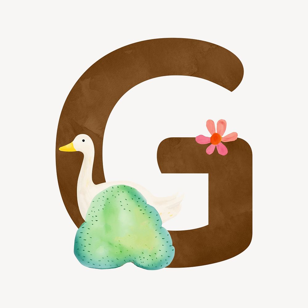Letter G cute animal character alphabet illustration