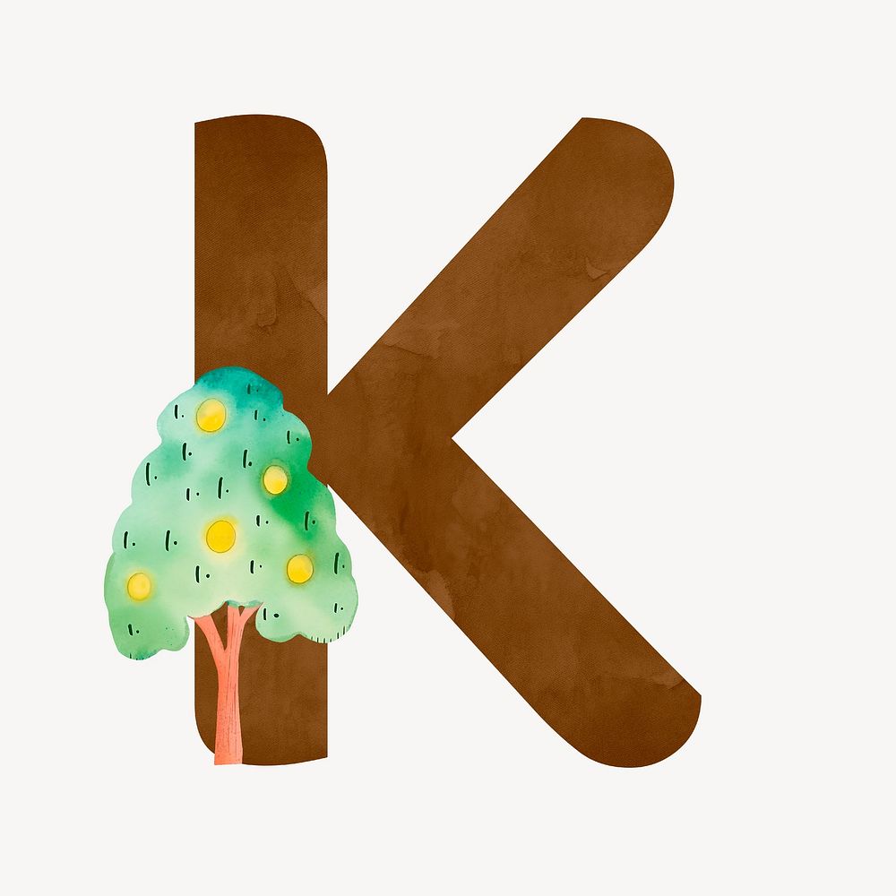 Letter K brown digital art alphabet illustration