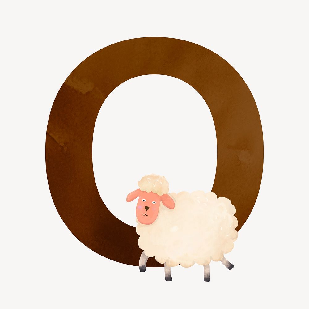 Letter O cute animal character alphabet illustration