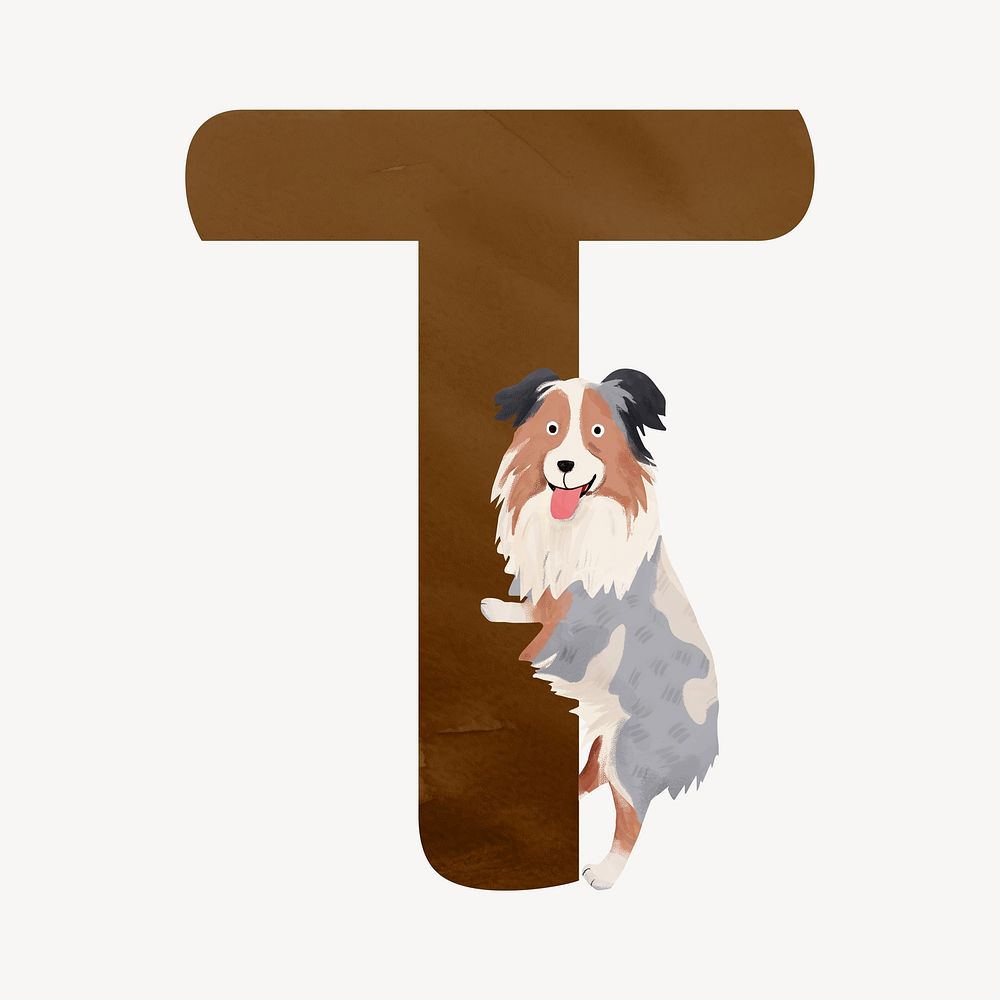 Letter T cute animal character alphabet illustration