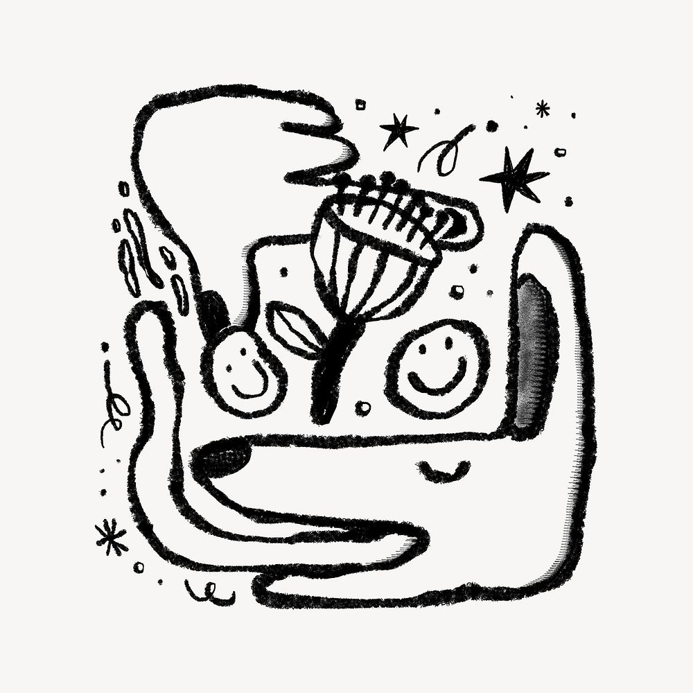 Gossip dog conceptual sketchy doodle illustration