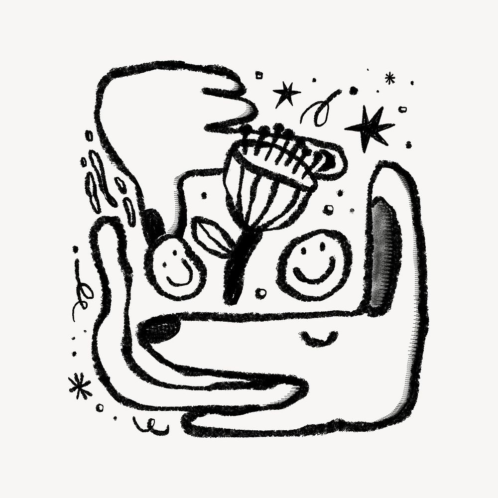 Gossip dog conceptual sketchy doodle illustration psd