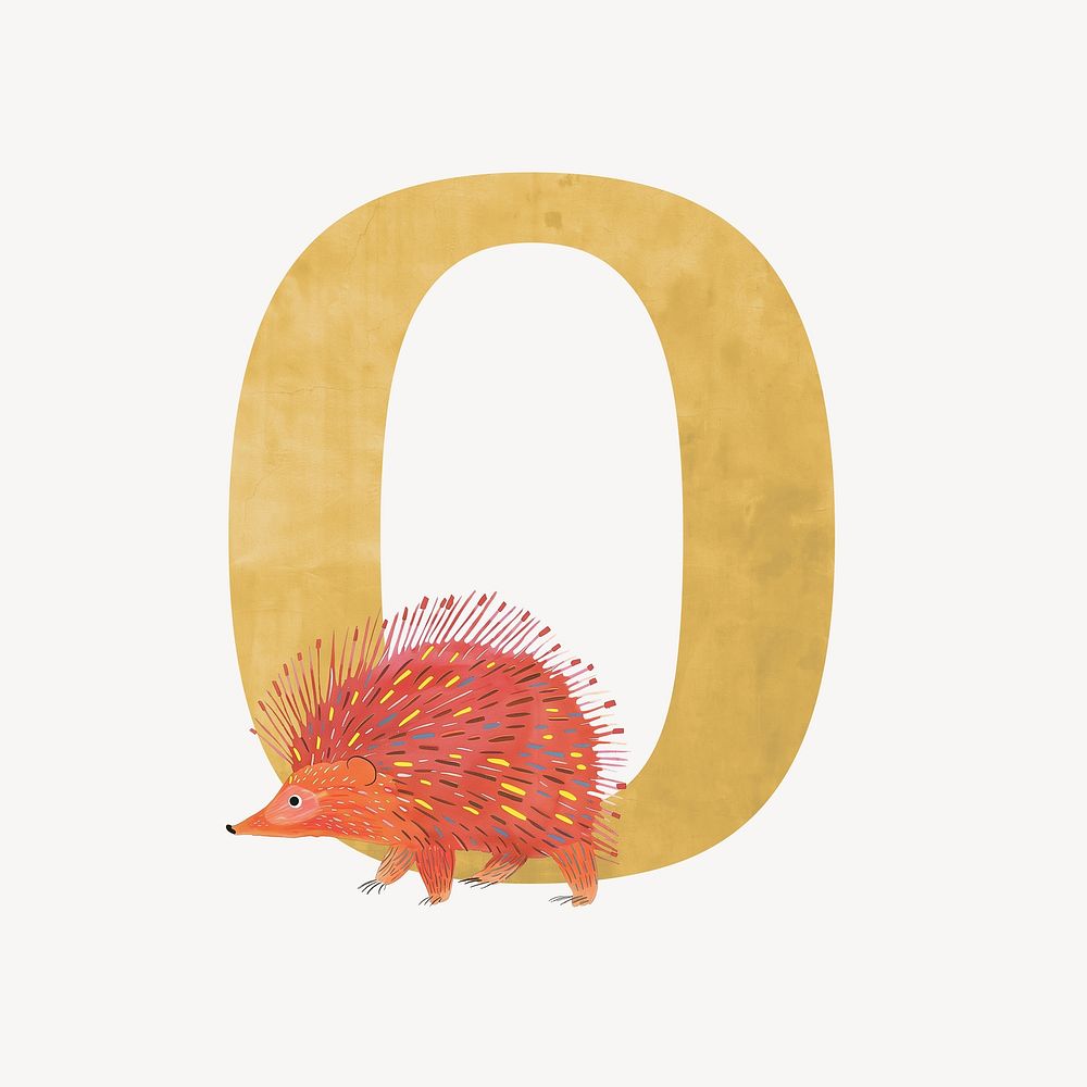 Number 0, cute animal character illustration