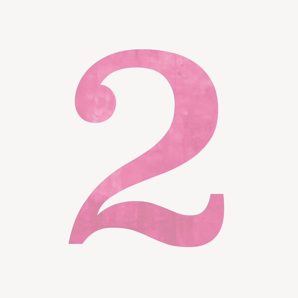 Number 2 in pink illustration
