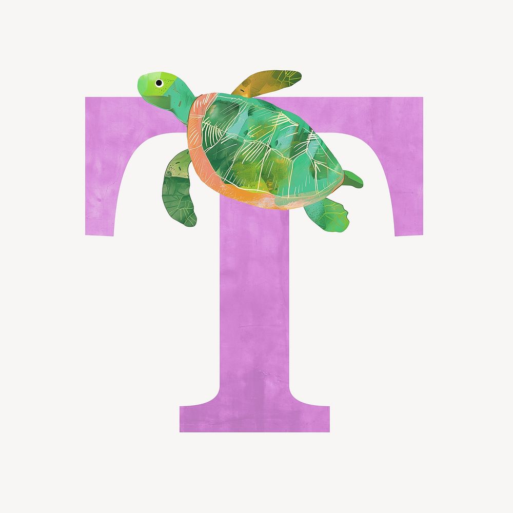 Letter T, animal character alphabet illustration