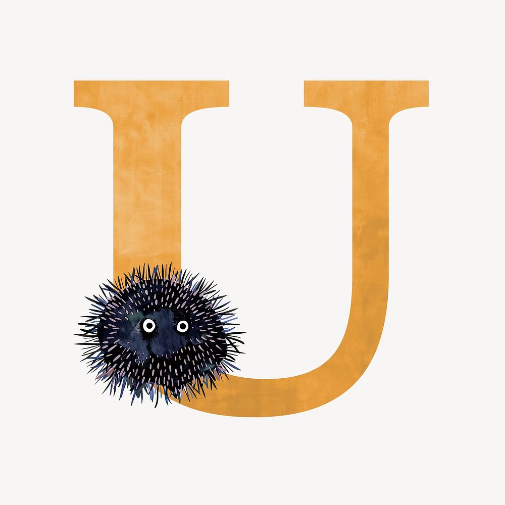 Letter U, animal character alphabet illustration