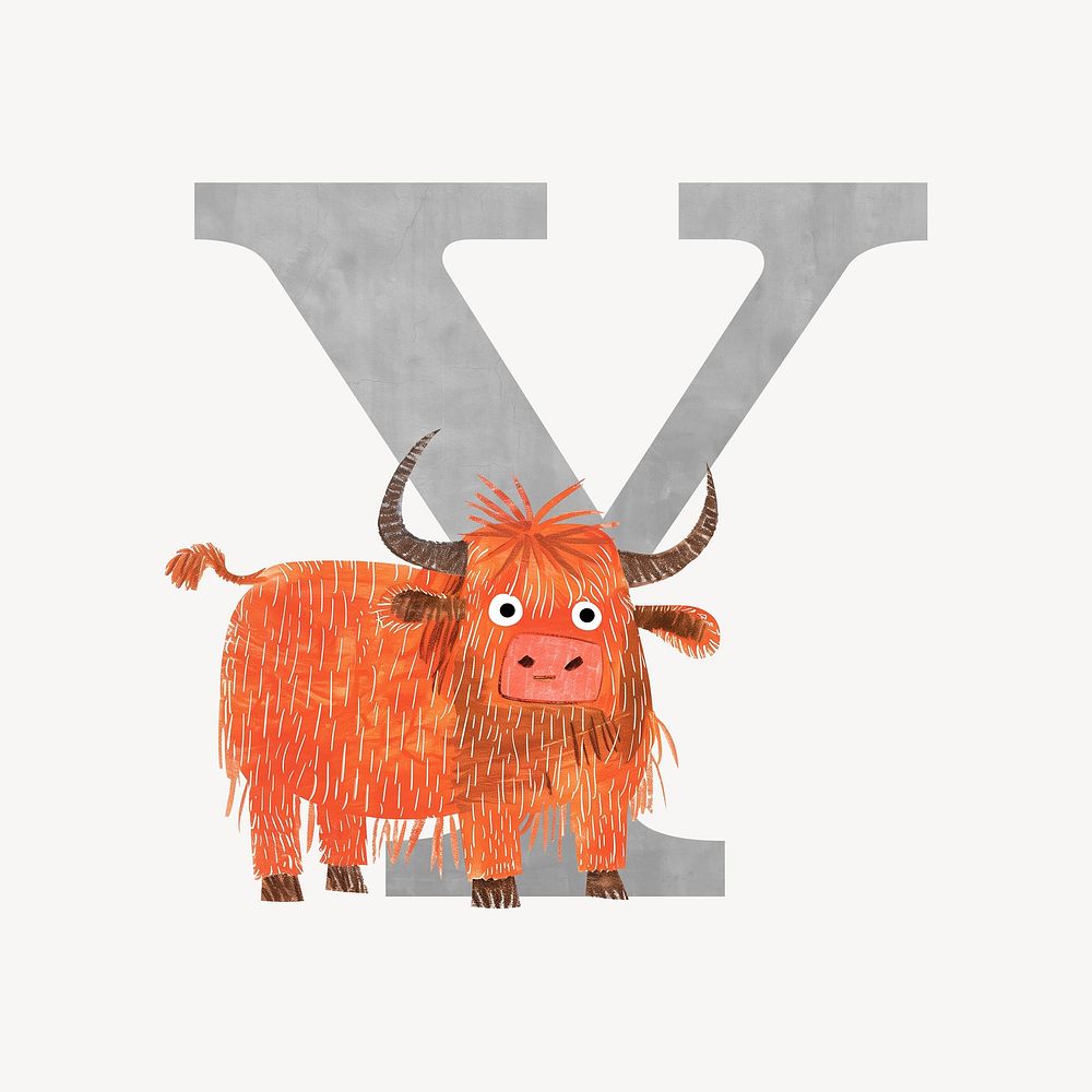 Letter Y, animal character alphabet illustration