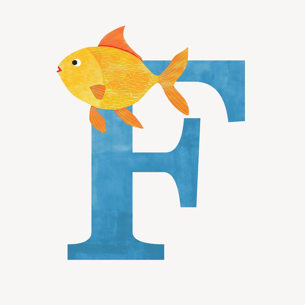 Letter F, animal character alphabet illustration