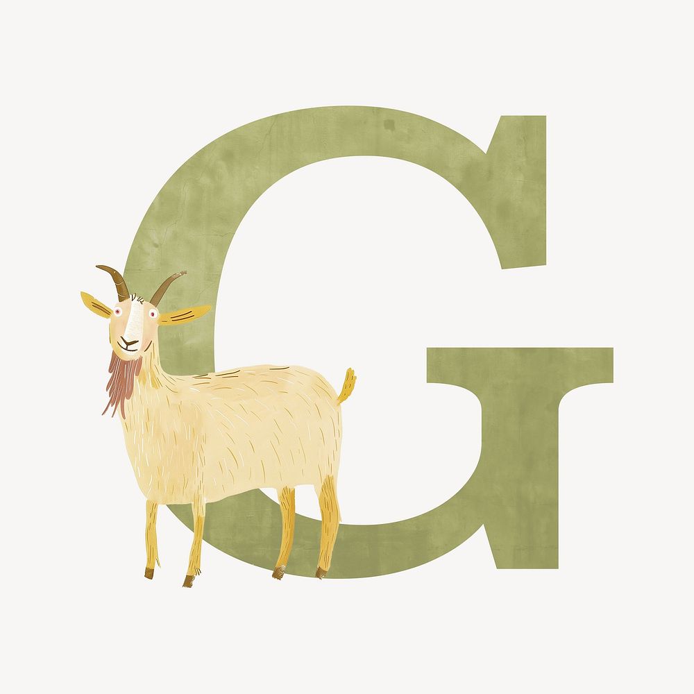 Letter G, animal character alphabet illustration
