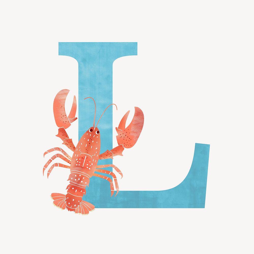 Letter L, animal character alphabet illustration