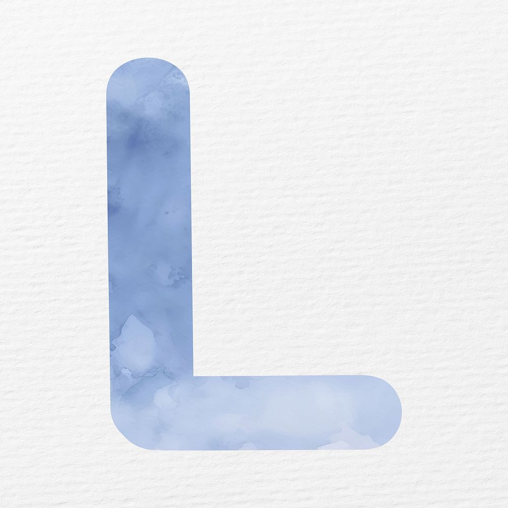 Letter L in blue watercolor alphabet illustration