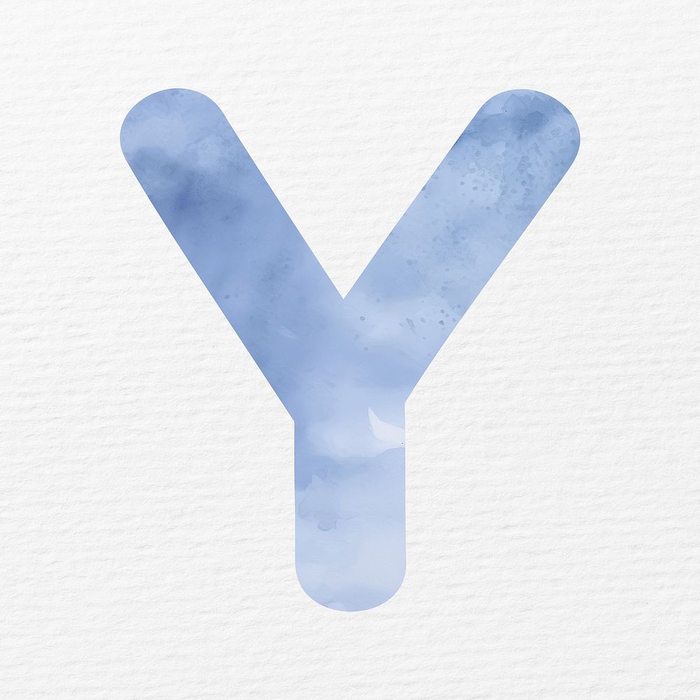 Letter Y in blue watercolor alphabet illustration