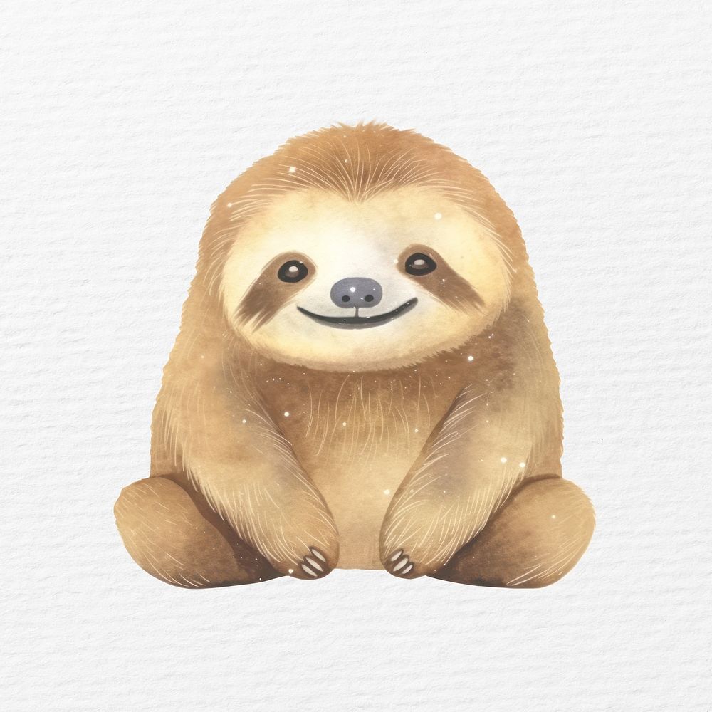 Sloth watercolor animal character illustration