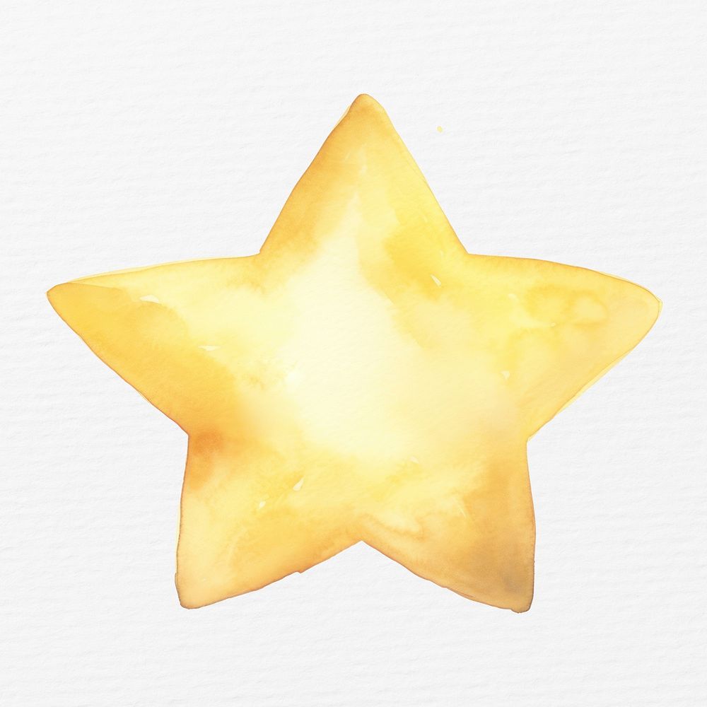 Yellow star in watercolor illustration