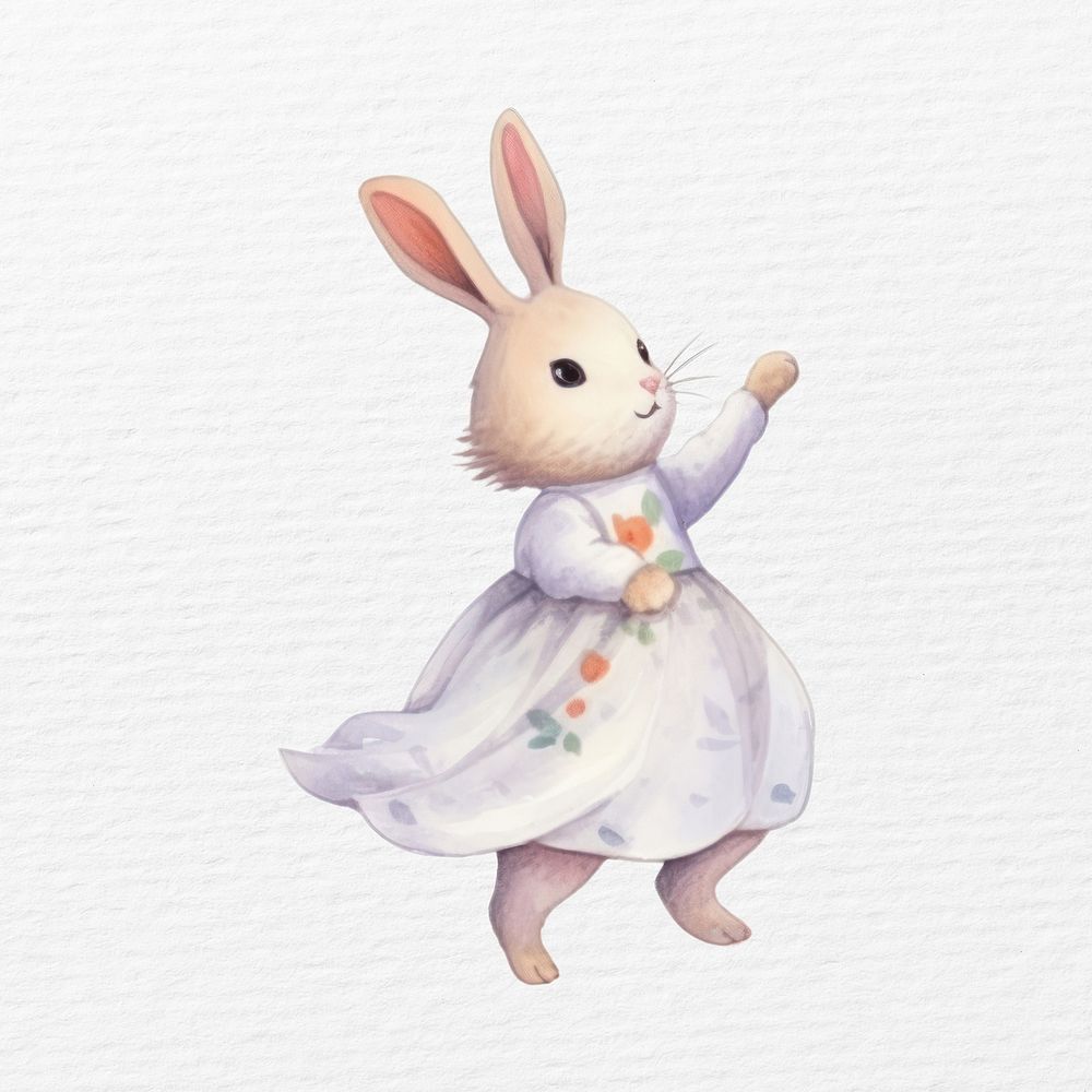 Happy rabbit watercolor animal character illustration