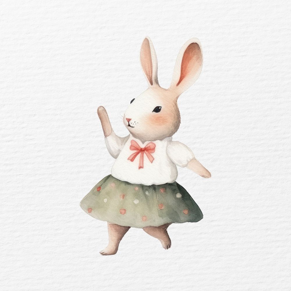 Happy rabbit watercolor animal character illustration