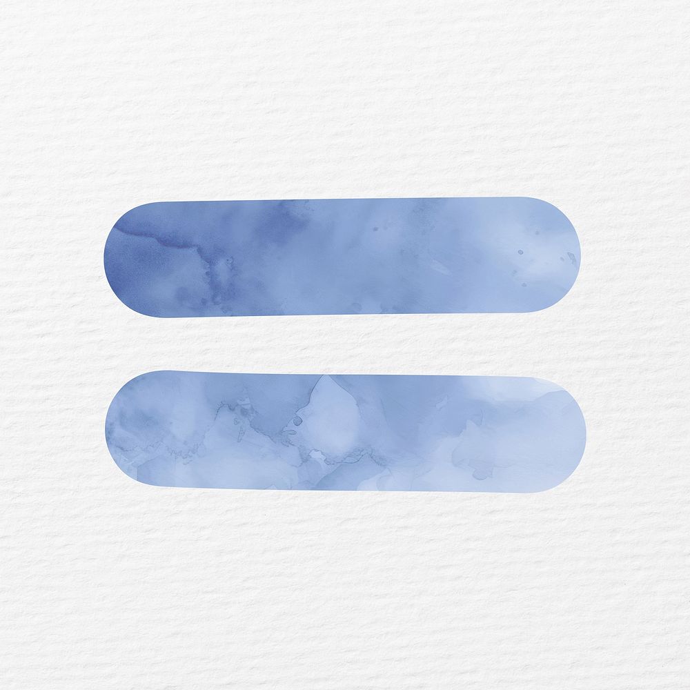 Equal to sign in blue watercolor illustration