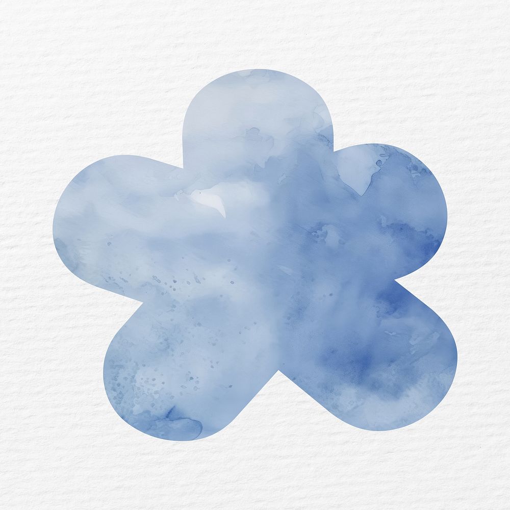 Asterisk sign in blue watercolor illustration