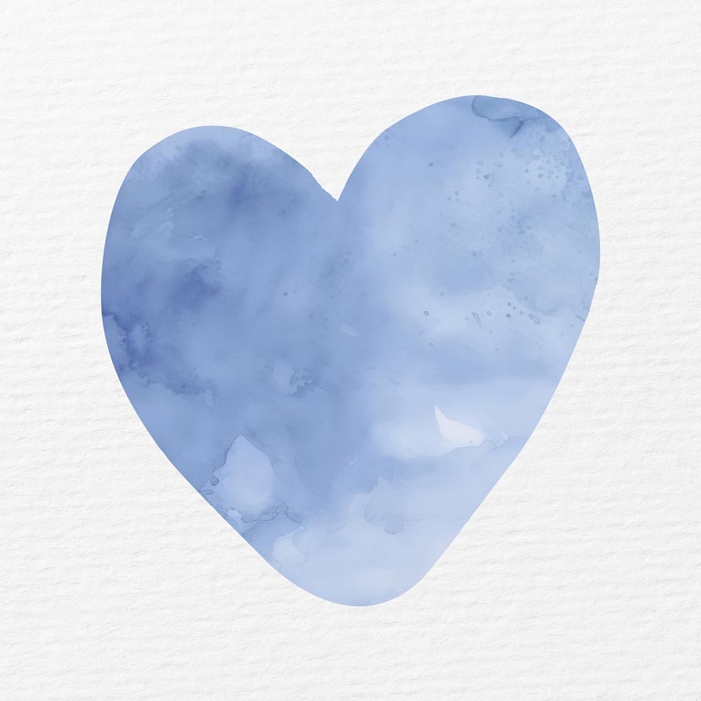 Watercolor blue heart illustration