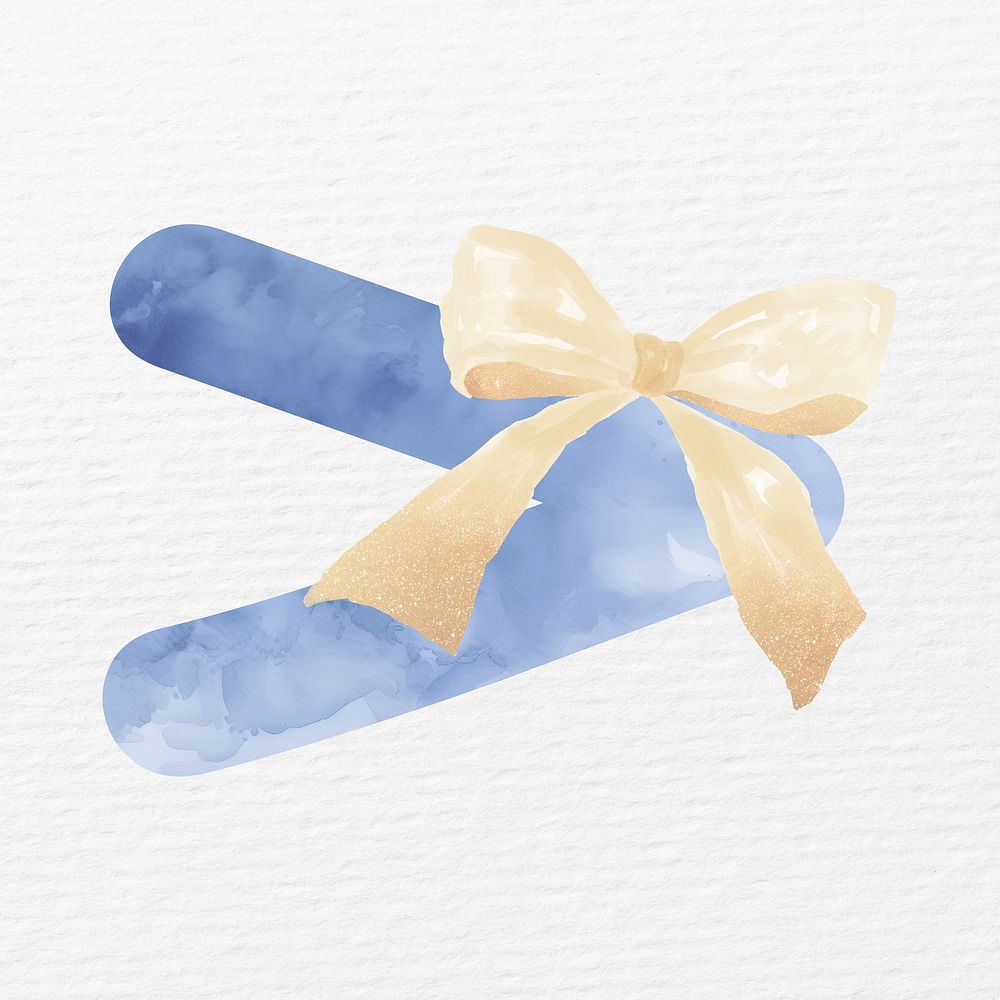 Greater than sign in blue watercolor illustration