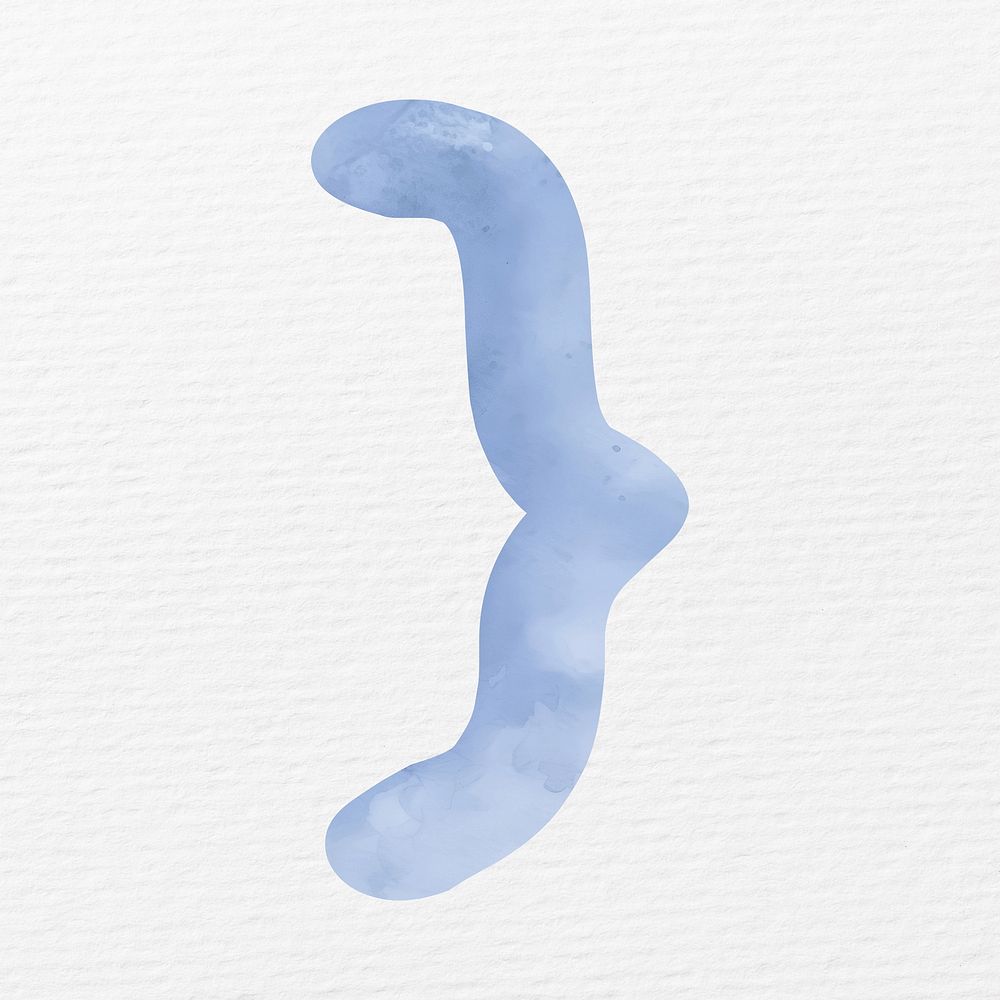 Curly bracket sign in blue watercolor illustration