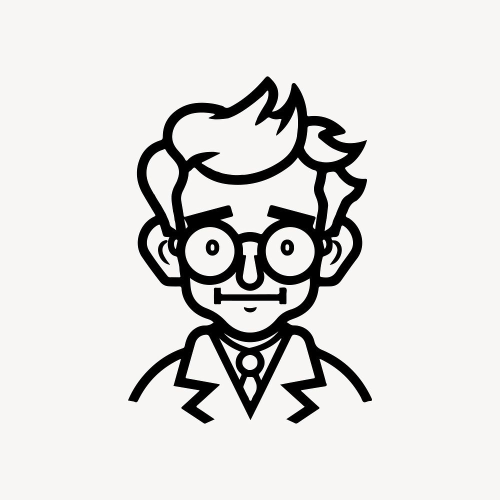 Male scientist  character line art illustration
