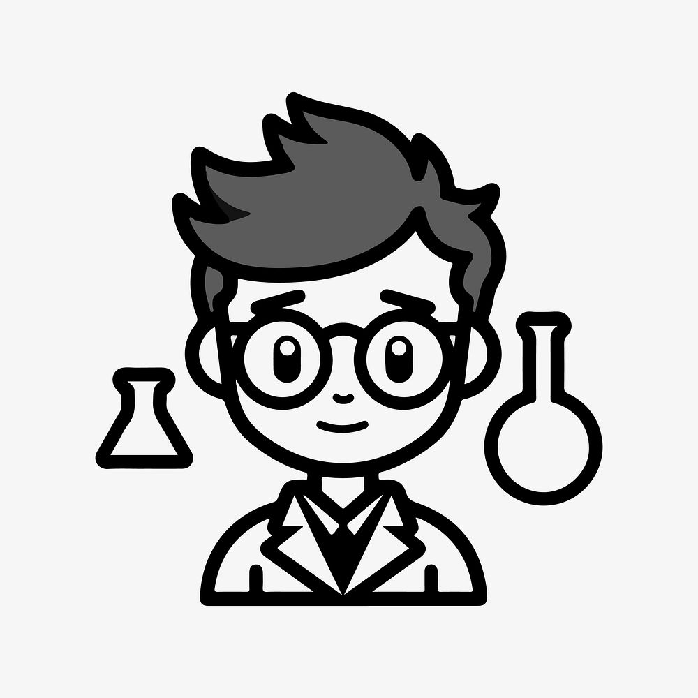 Male scientist  character line art illustration