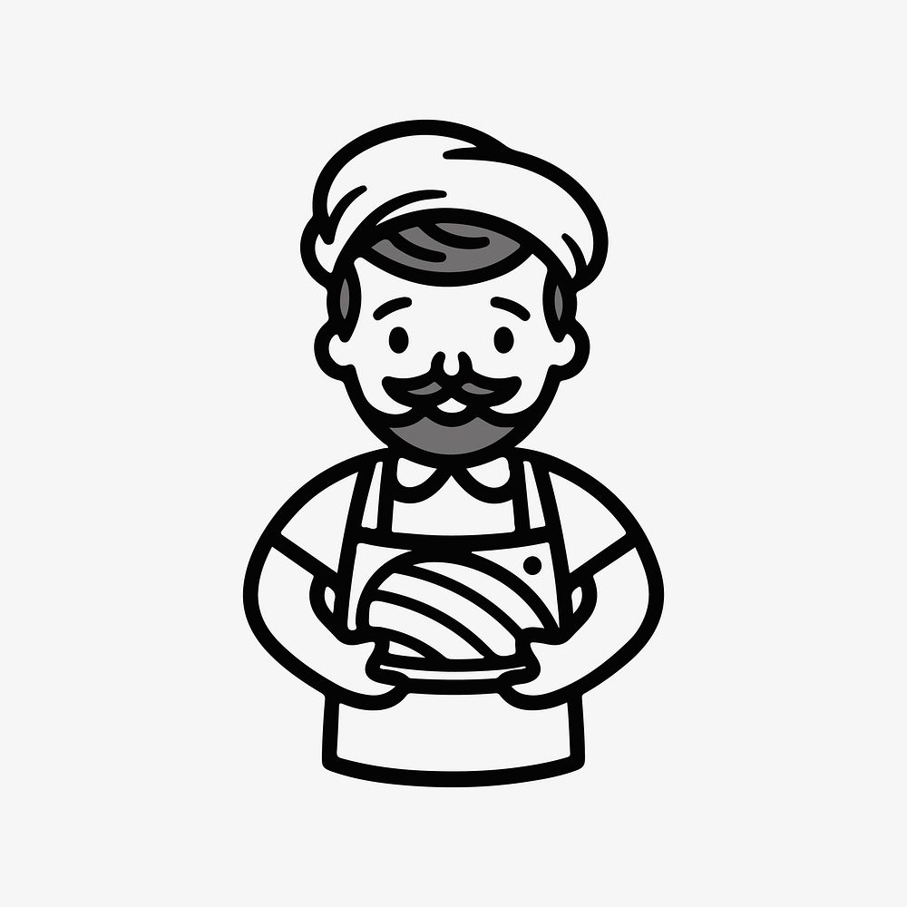 Male baker  character line art illustration