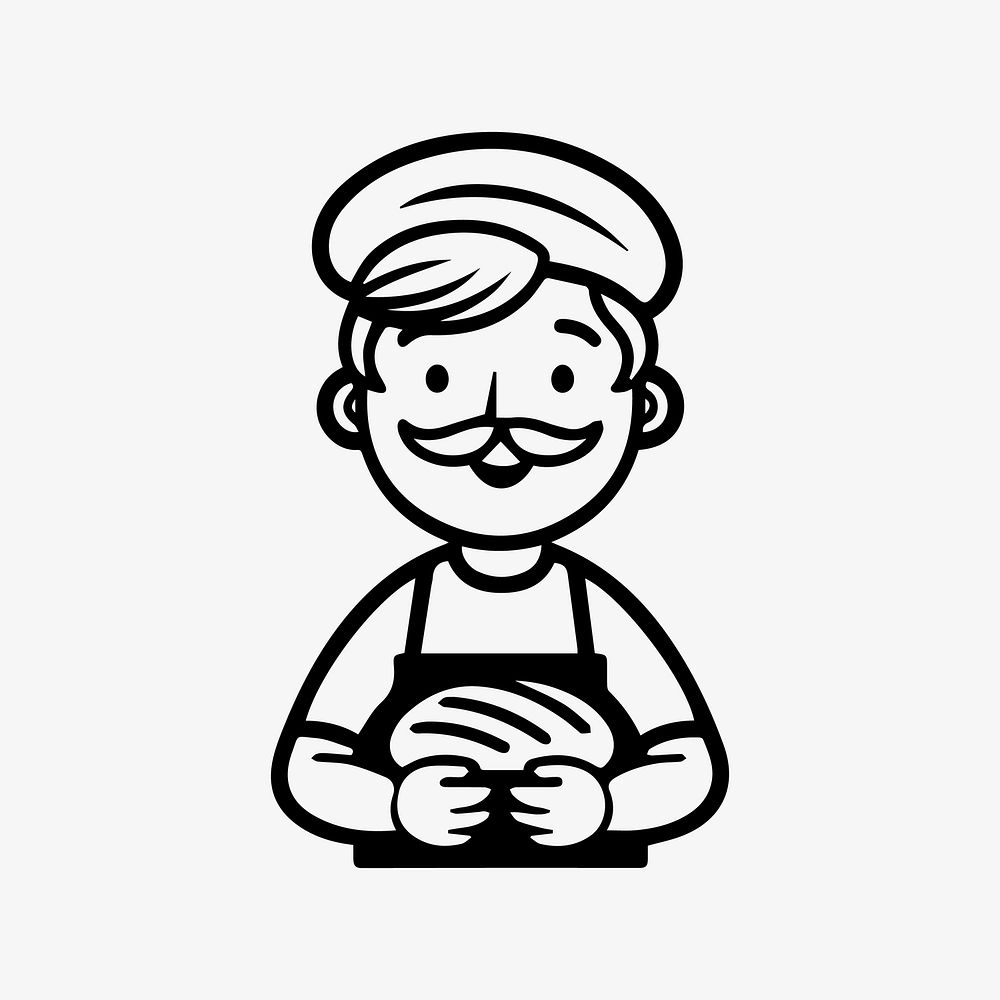 Male baker  character line art illustration