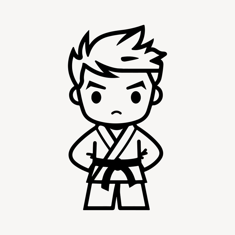 Karate man  character line art illustration