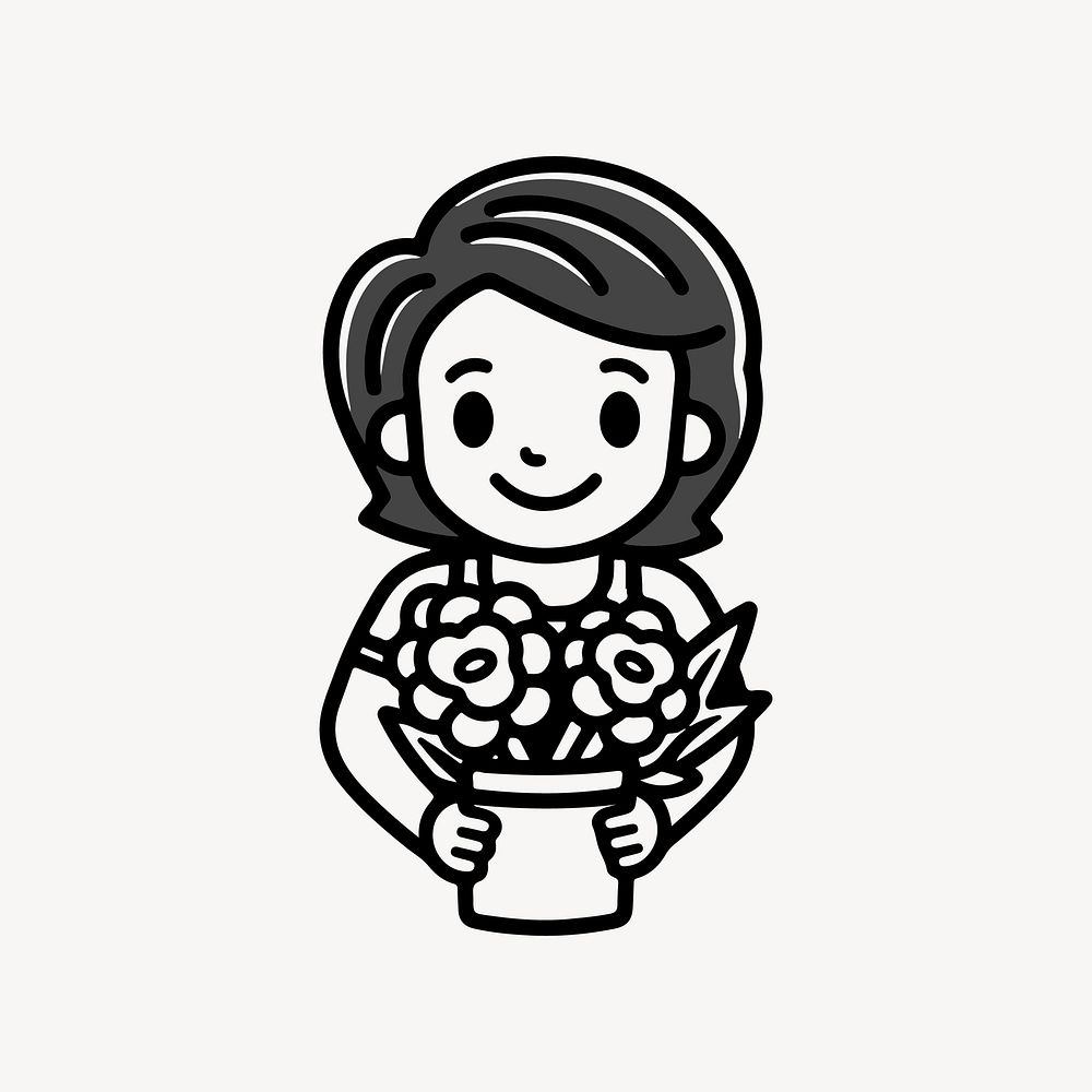 Female florist  character line art illustration