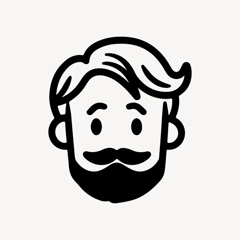 Happy beard man  character line art illustration