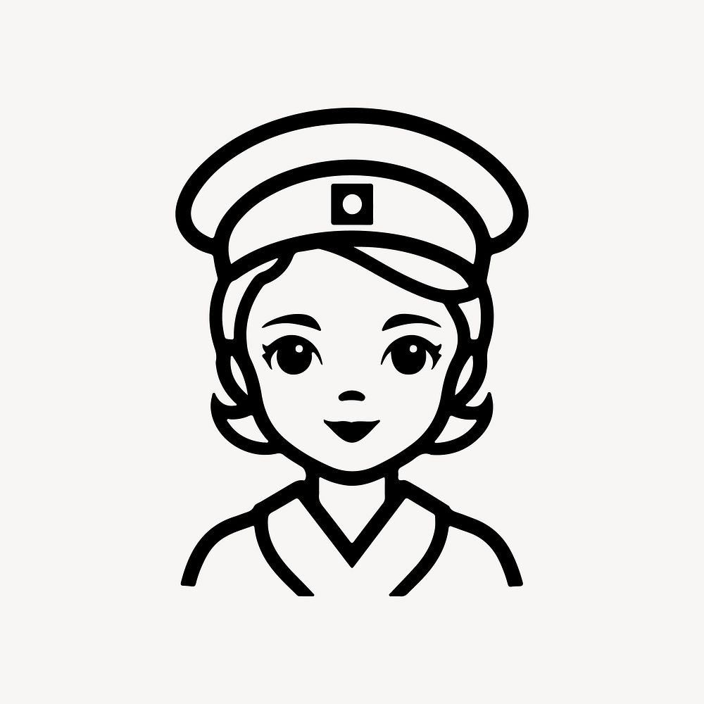 Female air hostess  character line art illustration
