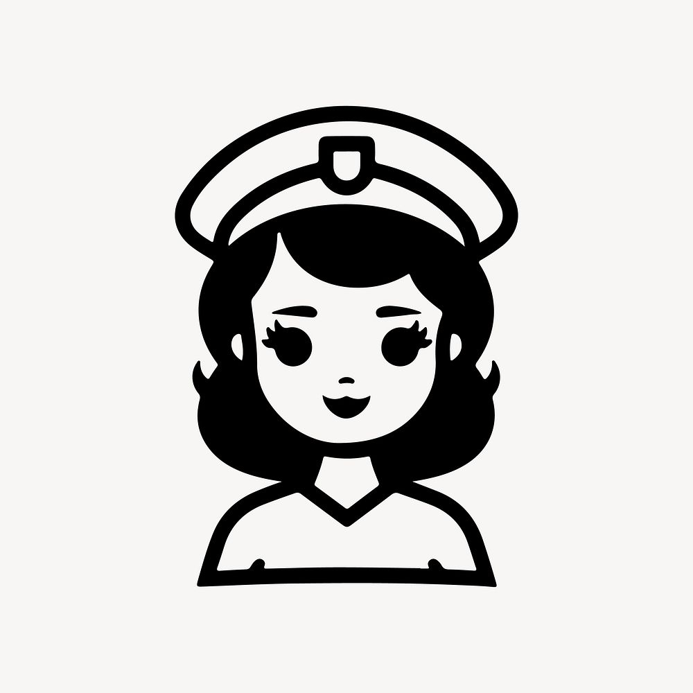 Female air hostess  character line art illustration