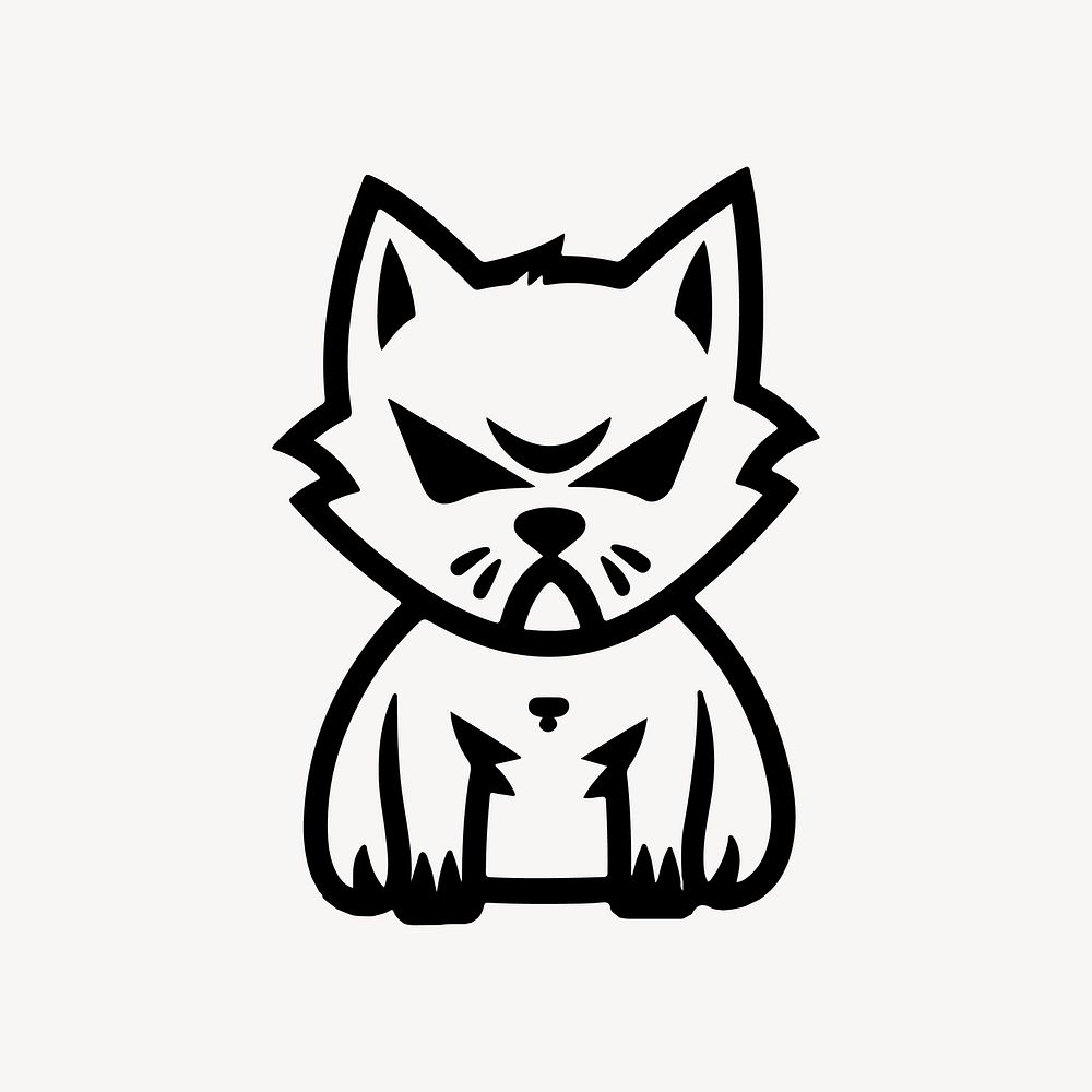 Grumpy cat animal line art illustration