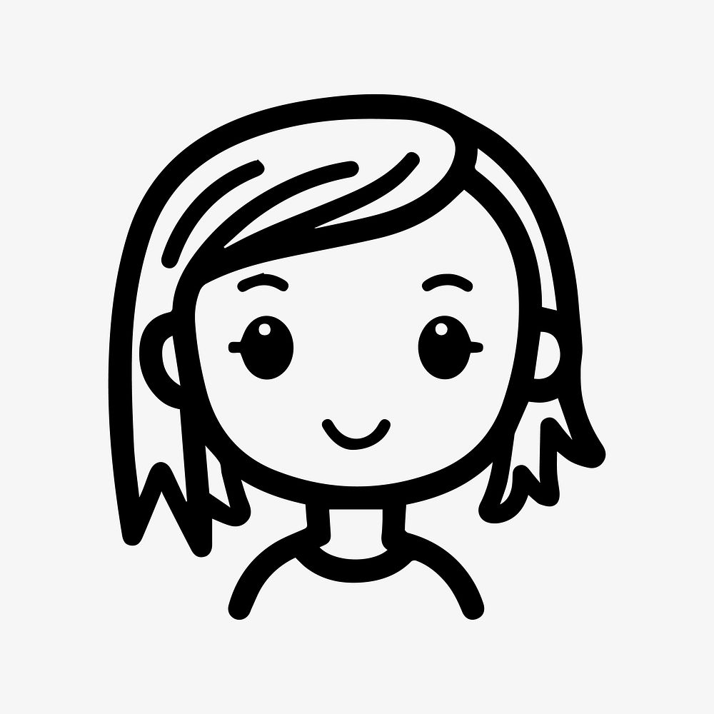 Happy girl  character line art illustration