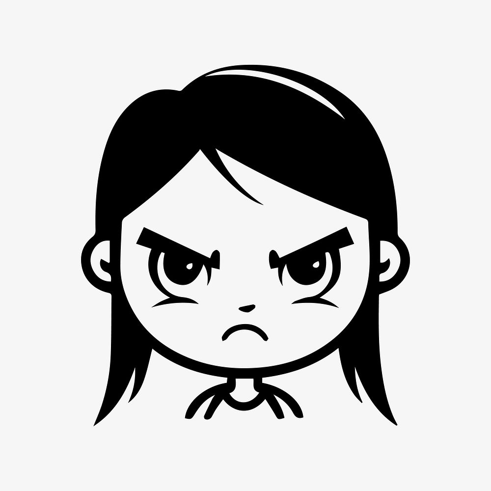 Angry girl  character line art illustration